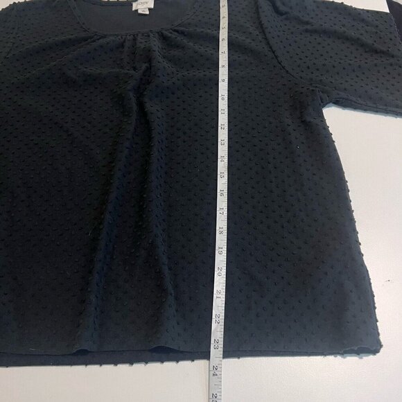 J Crew Swiss Dot Top Women’s XL Boho Peasant Popover Preppy Black Pleated - Picture 6 of 7